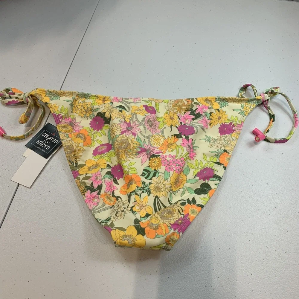 Salt & Cove Junior's Swim Bikini Bottom XL Floral Daisy Side Tie String Beach